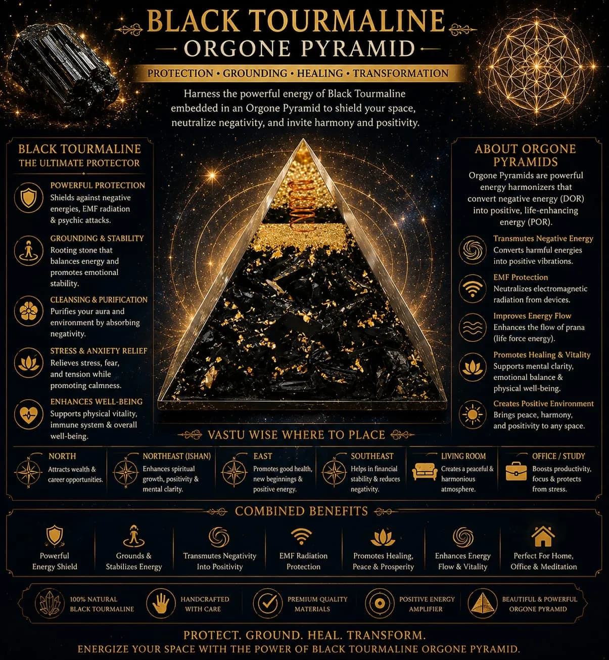 Black Tourmaline Orgone Pyramid thumbnail 2