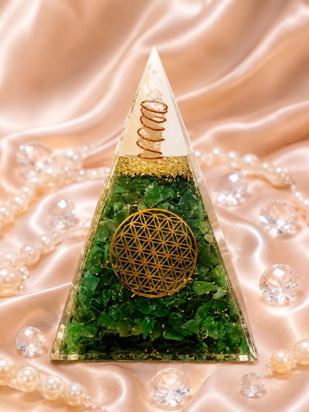 Green Jade Tall Orgone Pyramid