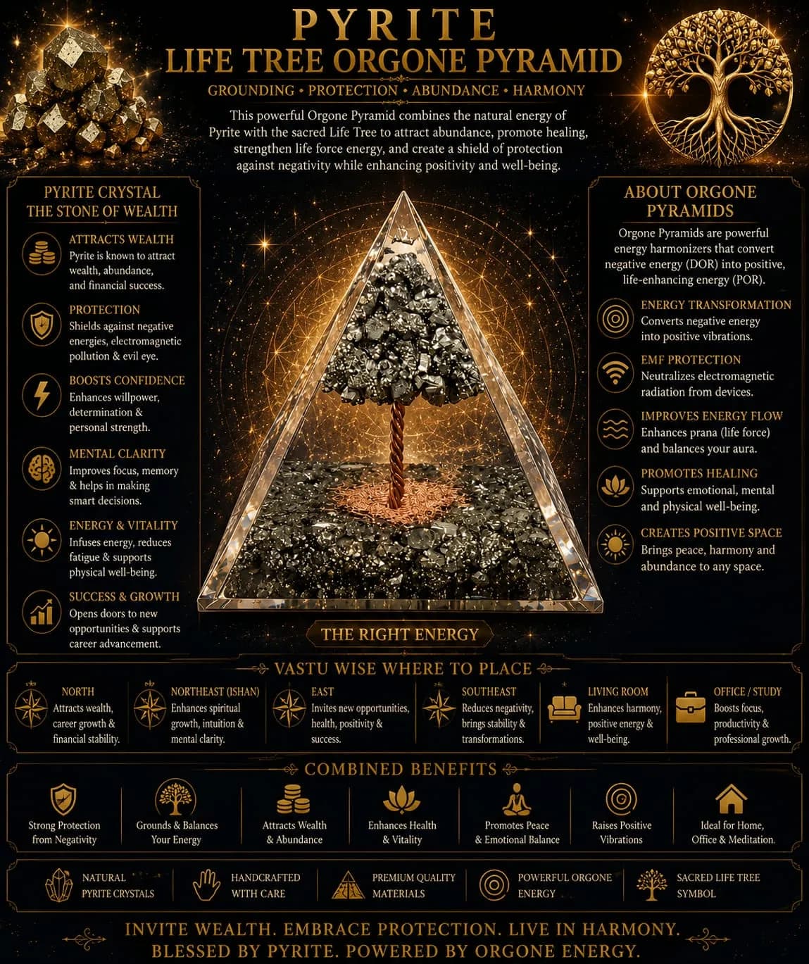 Pyrite Tree Orgone Pyramid thumbnail 2