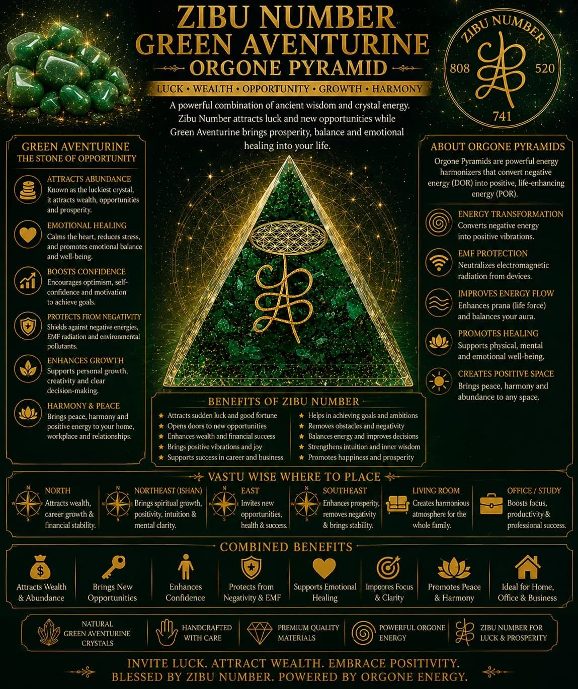 Zibu Number Green Orgone Pyramid thumbnail 2