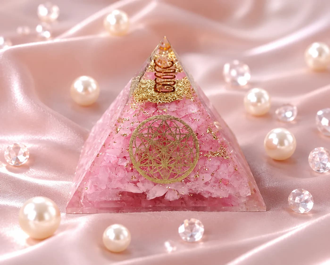 Rose Quartz Orgone Pyramid